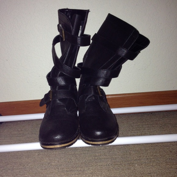Dark brown combat boots