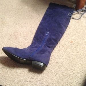 Royal blue knee high boots