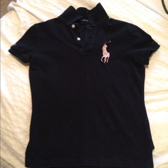 Ralph Lauren black polo with pink logo