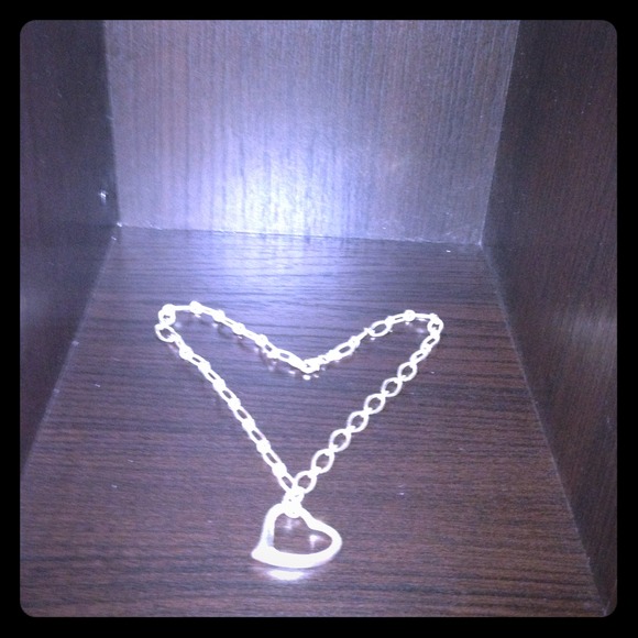 Genuine Sterling Silver Open Heart Link Necklace - Picture 1 of 4