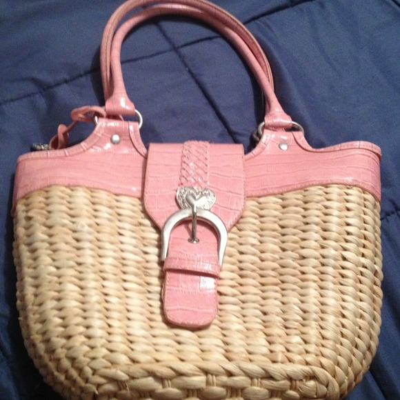 Beautiful pink straw purse