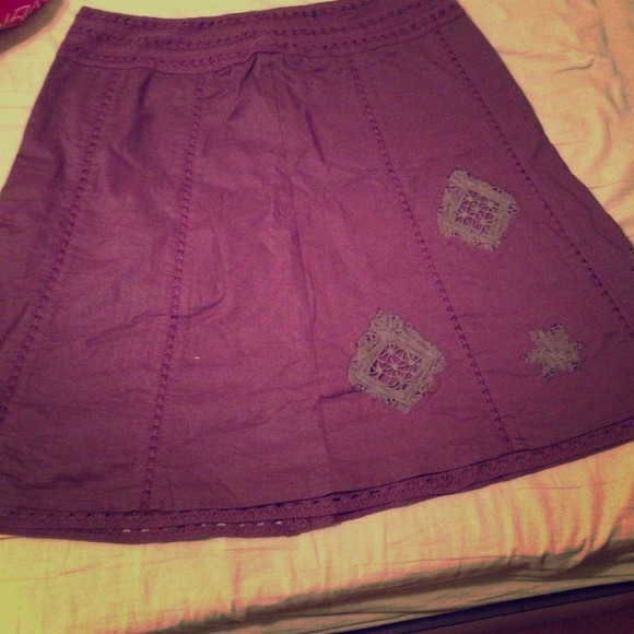 Brown skirt with army green patchwork detail 🌼