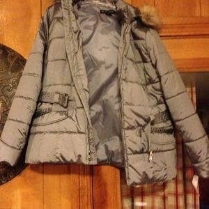 Silver ski jacket & blk skirt