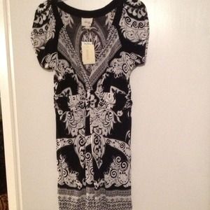 Beige by ECI black and white top