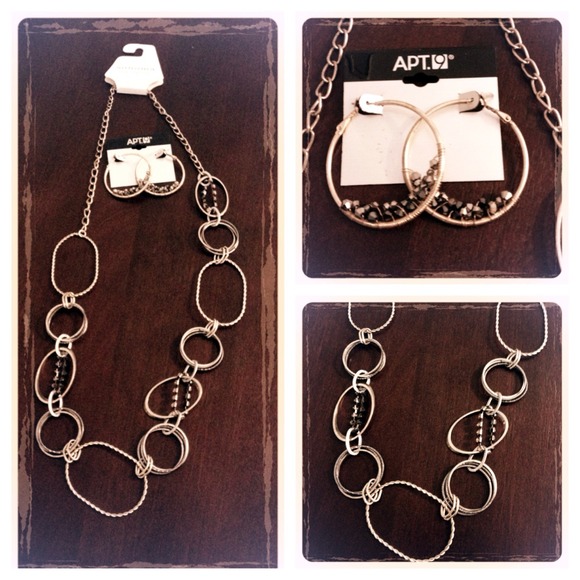 Gold and Silver Necklace with Earrings to match!!