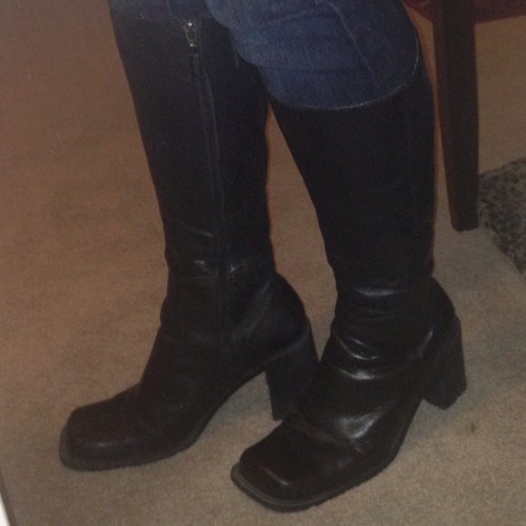 Candies tall real leather upper black boots