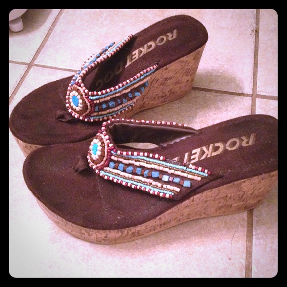 🚫SOLD🚫Turquoise wedges  size 8 REDUCED!!!