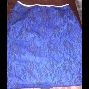 Royal blue/lace floral skirt