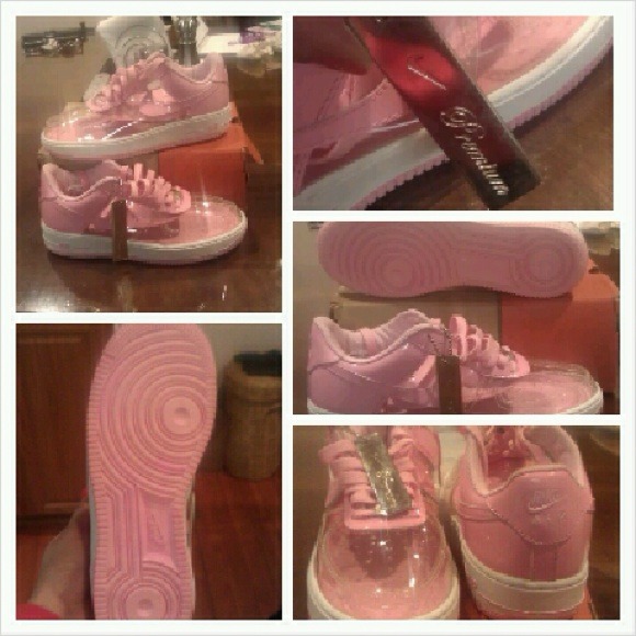 Big kids Air Force 1s pink/white