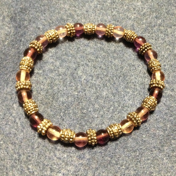 2 Tone Purple & Silver Stretch Bracelet