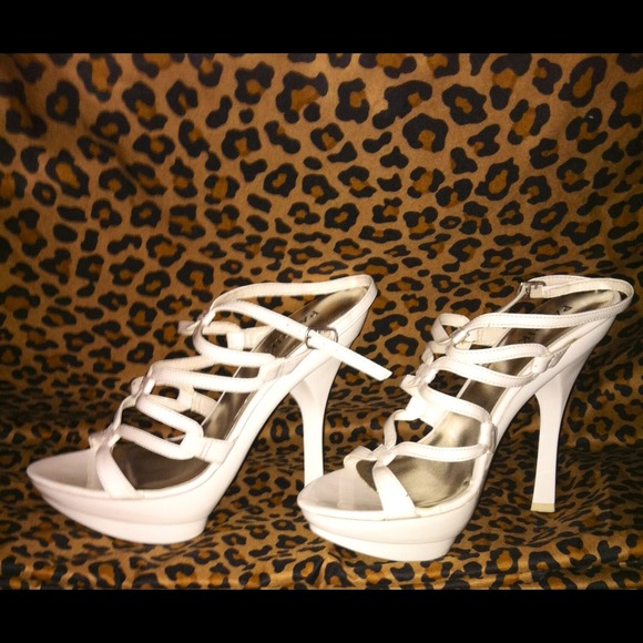 White strappy heels
