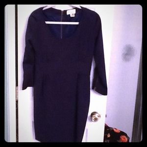 Navy Dress size 8 fitted petite designer dress