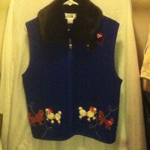 Poodle  Vest with faux fir collar