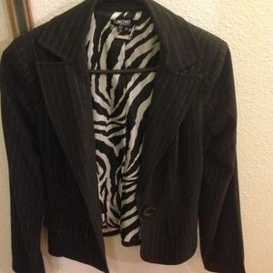 Black with silver pinstripes suit