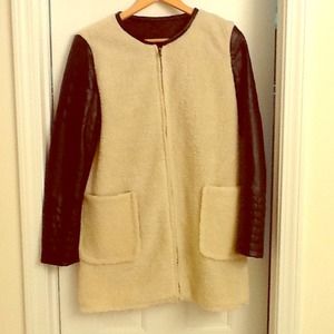 Leather Sleeve Sherpa Jacket
