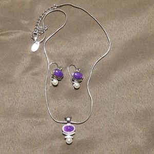 Bundle (green & purple) Matching ER & Necklace Set