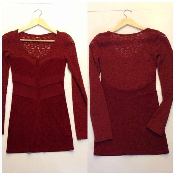*Traded*🚫Free People Burgundy Lace Tunic/Dress
