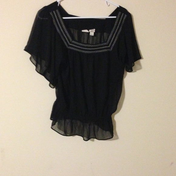 Off the shoulder sheer black top