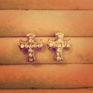 Rhinestone Cross Earrings