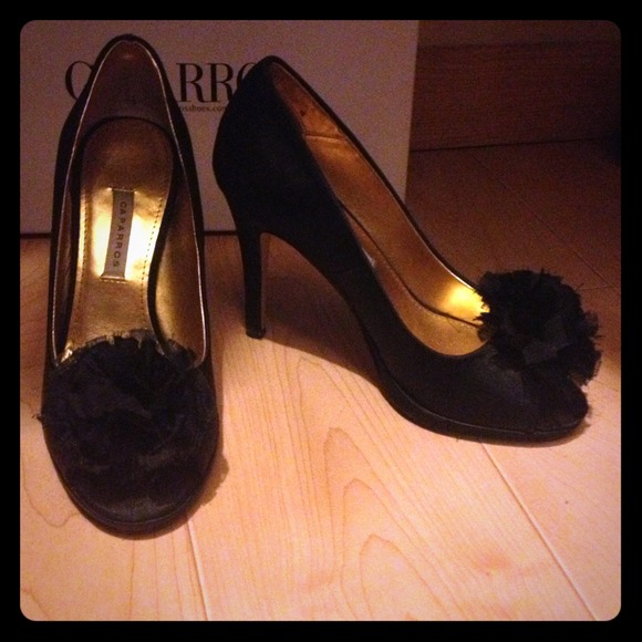Caparros black satin heels, worn once - Picture 1 of 4