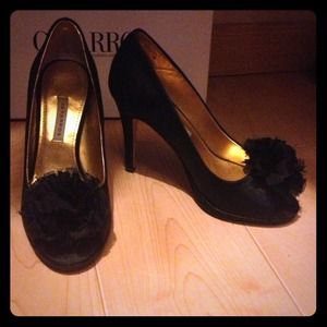 Caparros black satin heels, worn once