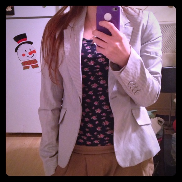 H&M grey striped jacket blazer size 4