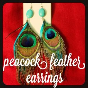 Peacock feather earrings