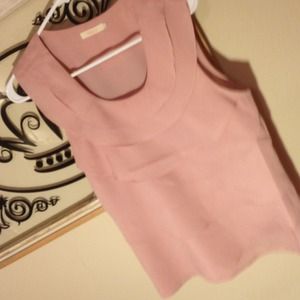 Tulle dusty rose sleeveless tiered ruffle top L