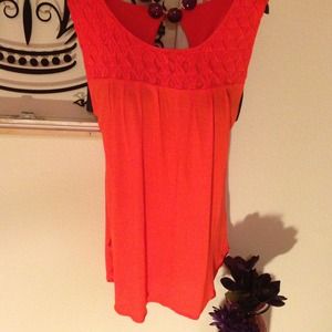 Jack Large tangerine keyhole back tunic top
