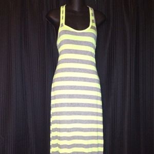 Neon & grey soft striped maxi dress