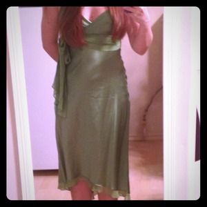 BCBG Maxazria silk green long dress size S