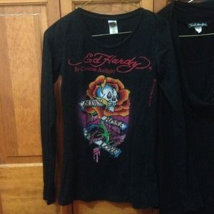 Ed Hardy Women's Rhinestone Long-Sleeve Tunic- XS