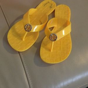 Brand new Yellow Tory burch jelly flip flops