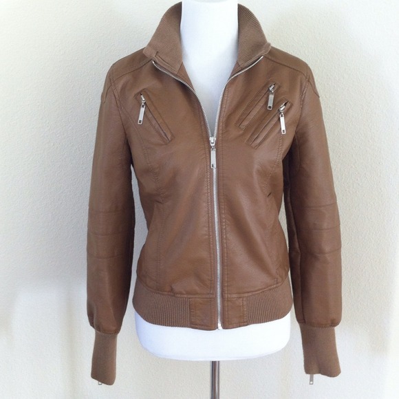 Jackets & Blazers - WORN ONCE faux leather bomber jacket