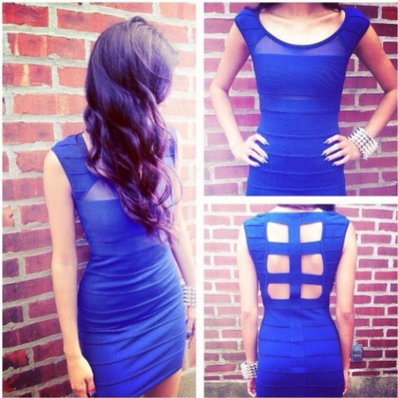 Dresses & Skirts - Last large!!!! Blue cut out stretch body dress