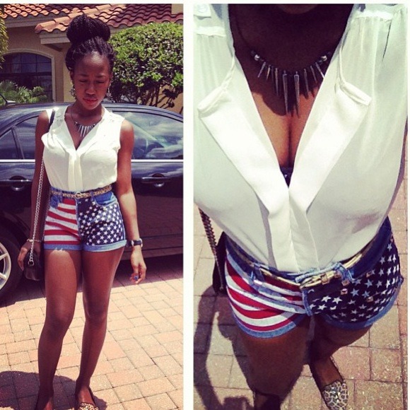 🚫SOLD OUT 🚫 Studded American Flag Shorts