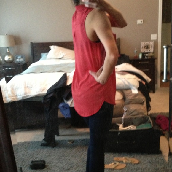 H&M divided coral high low pocket top - Picture 2 of 3