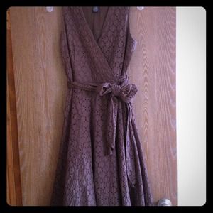 Bundle: Brown eyelet dress and leopard wrap dress