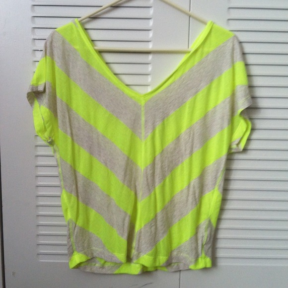SOLD! Neon Yellow Striped Top