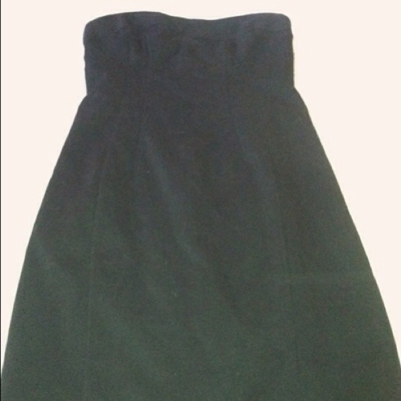 Black strapless pencil dress.