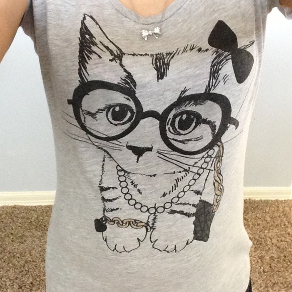 Hipster kitty shirt
