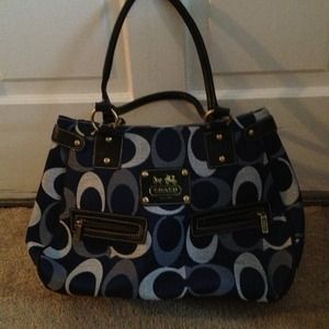 Coach purse in shades of blue.