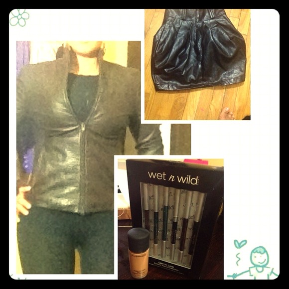Sold makeup jacket. Mini skirt @michaelgrace 😘