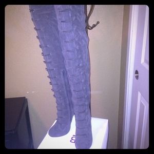 Sz 6 over the knee military fall thigh high boots