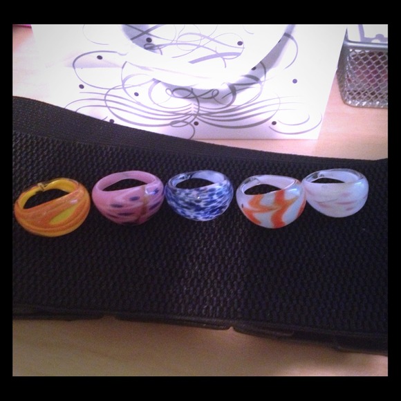 Glass Rings set of 5