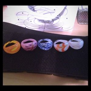 Glass Rings set of 5