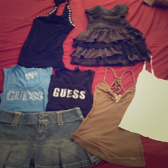 GUESS BUNDLE: Dress, Tops, Tanks,and Skirt XS/S/3