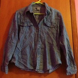 Denim western cut button up shirt.