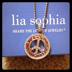 Lia Sophia silver peace sign necklace