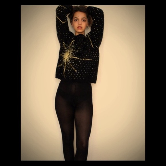 Vintage Gold & Blk Starburst Rabbit Hair Sweater